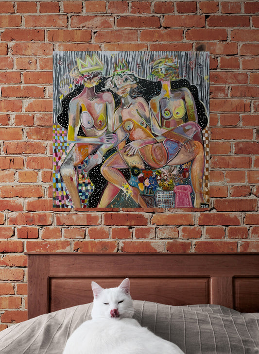 3 Qu33ns! (30x30 inch canvas)