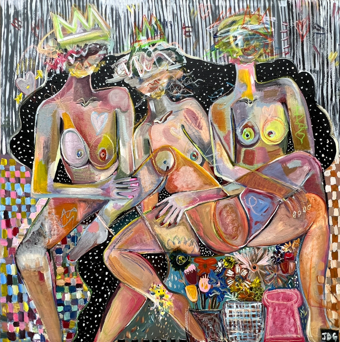 3 Qu33ns! (30x30 inch canvas)